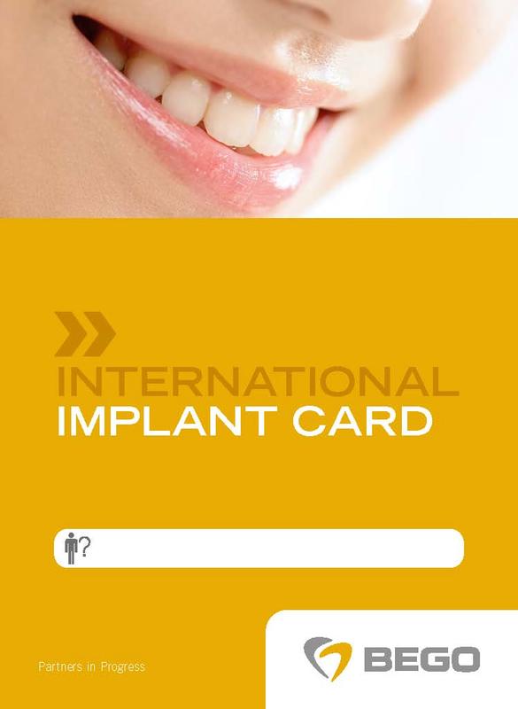 BEGO International implant card