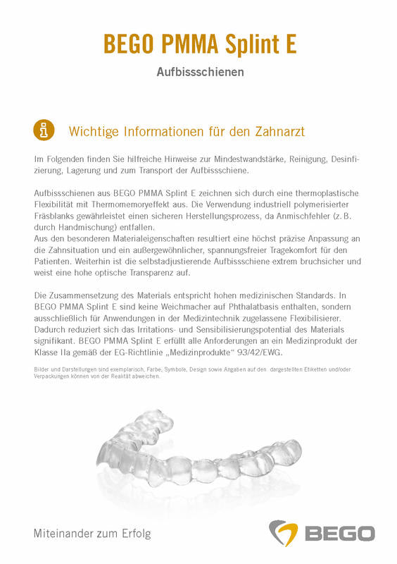 PMMA Splint E Zahnarztinfo